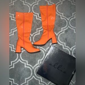 Ellie pvc orange go go boots
